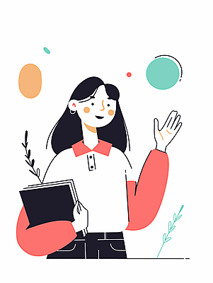 여자 분홍색 일러스트 한명 웃음 들기 상반신 청년 성인 책 손인사 손흔들기 성인여자한명만 국내일러스트 AI파일 1 컬러 모션 표정 사람 인사 여자한명만 성인여자만 파일형식 벡터