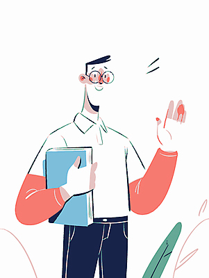 남자 분홍색 일러스트 한명 웃음 들기 상반신 청년 성인 책 손인사 손흔들기 성인남자한명만 국내일러스트 AI파일 1 컬러 모션 표정 사람 인사 남자한명만 성인남자만 파일형식 벡터