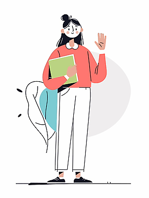 전신 여자 잎 일러스트 한명 서기 들기 성인 책 손인사 성인여자한명만 국내일러스트 AI파일 식물 1 모션 사람 인사 여자한명만 성인여자만 파일형식 벡터