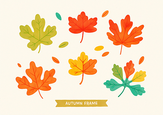 PSD 단풍 낙엽 일러스트 자연 나뭇잎 프레임 사람없음 주황색 가을 국내일러스트 계절 컬러 잎 생태계 파일형식