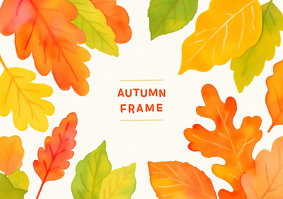 PSD 단풍 낙엽 일러스트 자연 나뭇잎 프레임 사람없음 초록색 주황색 가을 카피스페이스 국내일러스트 계절 컬러 잎 공백 생태계 파일형식