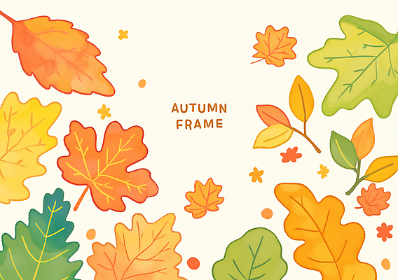 PSD 단풍 낙엽 일러스트 자연 나뭇잎 프레임 사람없음 초록색 주황색 가을 국내일러스트 계절 컬러 잎 생태계 파일형식