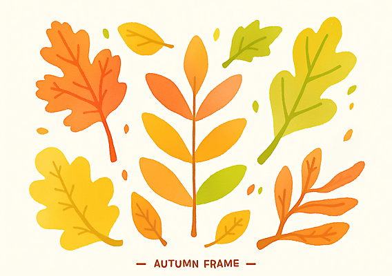 PSD 단풍 낙엽 일러스트 자연 나뭇잎 프레임 사람없음 초록색 주황색 가을 국내일러스트 계절 컬러 잎 생태계 파일형식