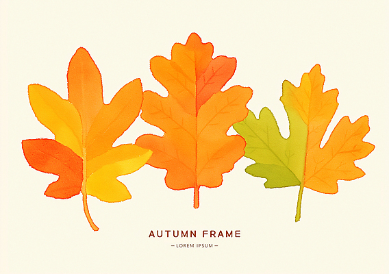PSD 단풍 낙엽 일러스트 자연 나뭇잎 프레임 사람없음 주황색 가을 국내일러스트 계절 컬러 잎 생태계 파일형식