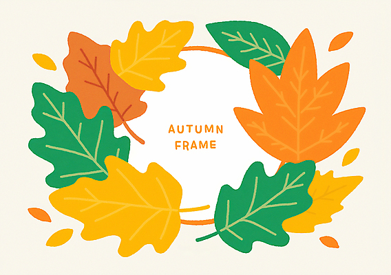 PSD 단풍 낙엽 일러스트 자연 나뭇잎 프레임 사람없음 초록색 주황색 가을 카피스페이스 국내일러스트 계절 컬러 잎 공백 생태계 파일형식