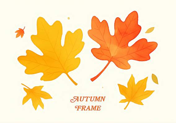 PSD 단풍 낙엽 일러스트 자연 나뭇잎 프레임 사람없음 주황색 가을 국내일러스트 계절 컬러 잎 생태계 파일형식