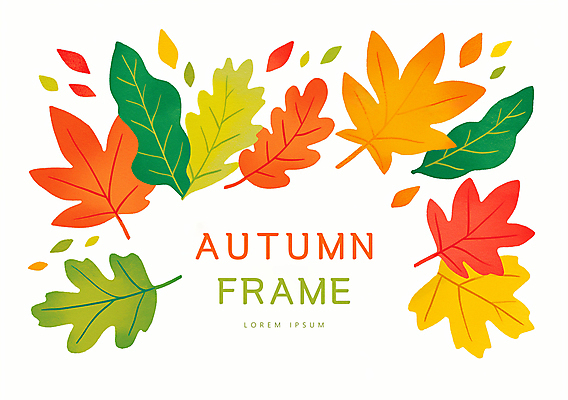PSD 단풍 낙엽 일러스트 자연 나뭇잎 프레임 사람없음 초록색 주황색 가을 국내일러스트 계절 컬러 잎 생태계 파일형식