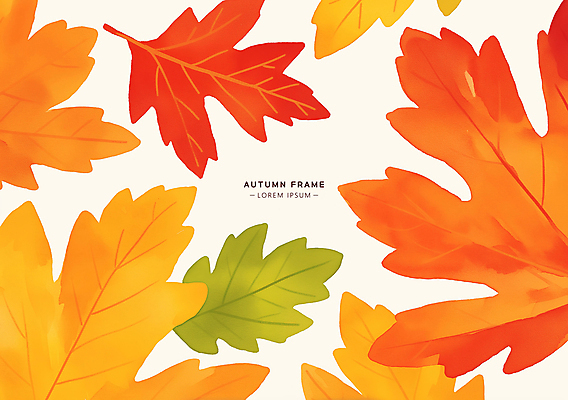 PSD 단풍 낙엽 일러스트 자연 나뭇잎 프레임 사람없음 주황색 가을 국내일러스트 계절 컬러 잎 생태계 파일형식