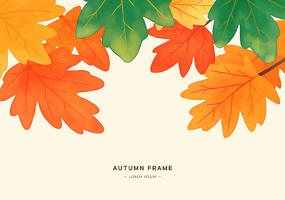 PSD 단풍 낙엽 일러스트 자연 나뭇잎 프레임 사람없음 초록색 주황색 가을 카피스페이스 국내일러스트 계절 컬러 잎 공백 생태계 파일형식