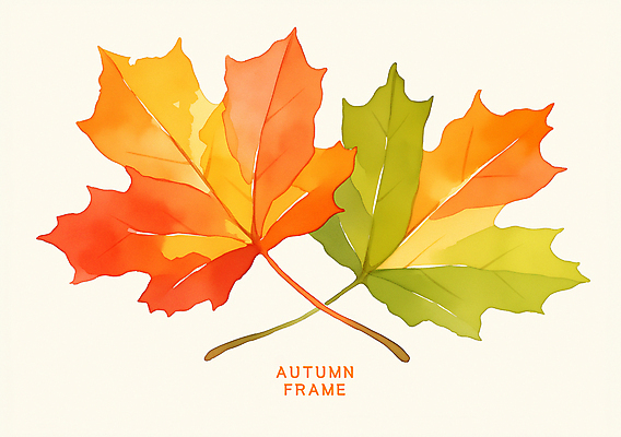 PSD 단풍 낙엽 일러스트 자연 나뭇잎 프레임 사람없음 초록색 주황색 가을 국내일러스트 계절 컬러 잎 생태계 파일형식