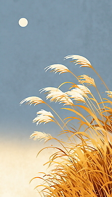 JPG 일러스트 자연 풍경 사람없음 갈색 달 가을 갈대밭 국내일러스트 AI일러스트 AI콘텐츠 자연요소 계절 컬러 생태계 파일형식 갈대_식물