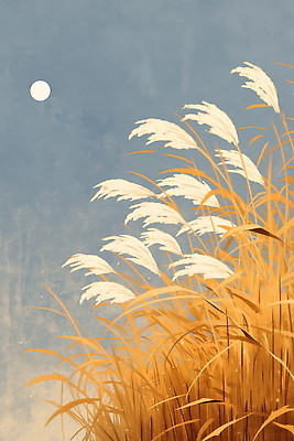 JPG 무료이미지 일러스트 자연 풍경 사람없음 갈색 달 가을 갈대밭 국내일러스트 AI일러스트 AI콘텐츠 자연요소 계절 컬러 생태계 파일형식 갈대_식물