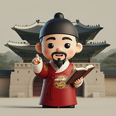 JPG 전신 편집이미지 캐릭터 남자 고건축 수염 한명 웃음 들기 손짓 성인 책 한글날 곤룡포 세종대왕 성인남자한명만 편집3D AI컴퓨터그래픽 AI콘텐츠 1 건축물 모션 표정 사람 공휴일 3D 한복 왕 국경일 남자한명만 성인남자만 파일형식