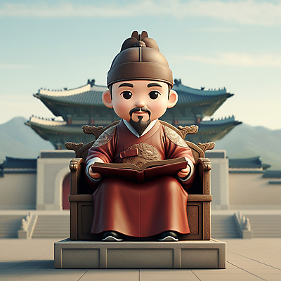 JPG 전신 편집이미지 캐릭터 남자 고건축 수염 한명 들기 앉기 성인 책 독서 한글날 곤룡포 세종대왕 성인남자한명만 편집3D AI컴퓨터그래픽 AI콘텐츠 1 건축물 모션 사람 공휴일 3D 한복 왕 국경일 남자한명만 성인남자만 파일형식
