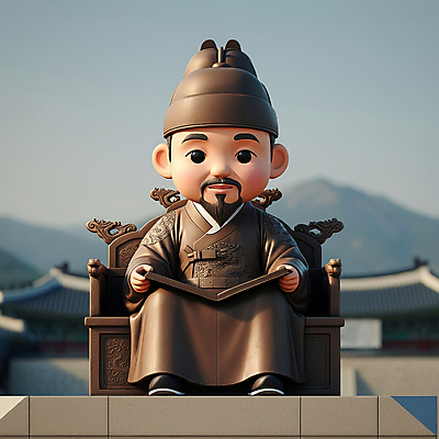 JPG 전신 편집이미지 캐릭터 남자 고건축 의자 수염 한명 들기 앉기 성인 책 한글날 곤룡포 세종대왕 성인남자한명만 편집3D AI컴퓨터그래픽 AI콘텐츠 1 건축물 가구 모션 사람 공휴일 3D 한복 왕 국경일 남자한명만 성인남자만 파일형식