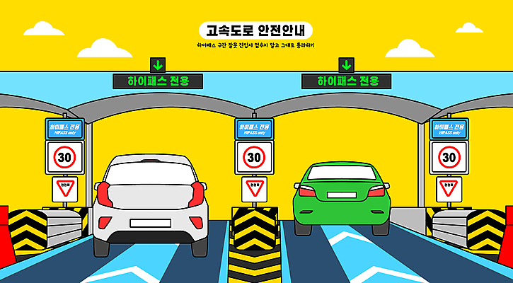 도로 일러스트 자동차 안내 안전 사람없음 고속도로 제한속도 주의사항 국내일러스트 하이패스 AI파일 길 육상교통 교통시설 주의 속도 파일형식 벡터