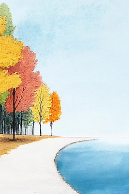 JPG 길 호수 단풍 일러스트 자연 단풍나무 수채화 사람없음 산책 가을 국내일러스트 AI일러스트 AI콘텐츠 나무 계절 잎 휴식 생태계 파일형식