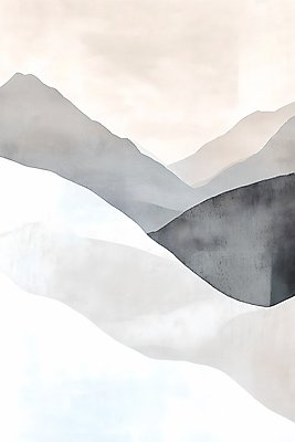 JPG 일러스트 수채화 산 사람없음 회색 그림 국내일러스트 재팬디 AI일러스트 AI콘텐츠 컬러 인테리어 파일형식