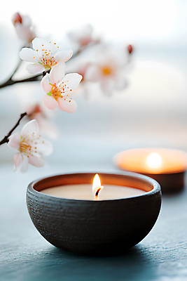 JPG 편집이미지 사람없음 아웃포커스 스파 오브젝트 아로마 향초 아로마테라피 꽃가지 편집실사 AI포토 AI콘텐츠 꽃 초 촬영기법 나뭇가지 CG 테라피 파일형식