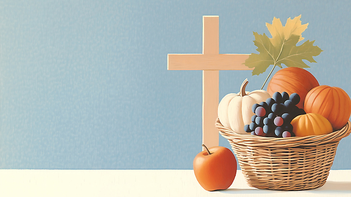 JPG 기독교 십자가 일러스트 호박 포도 나뭇잎 그림자 사람없음 바구니 수확 가을 사과 추수감사절 국내일러스트 AI일러스트 AI콘텐츠 계절 종교 잎 농업 채소 과일 파일형식