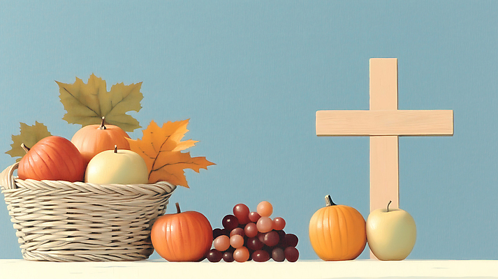 JPG 기독교 십자가 일러스트 호박 포도 나뭇잎 사람없음 바구니 수확 가을 사과 추수감사절 국내일러스트 AI일러스트 AI콘텐츠 계절 종교 잎 농업 채소 과일 파일형식