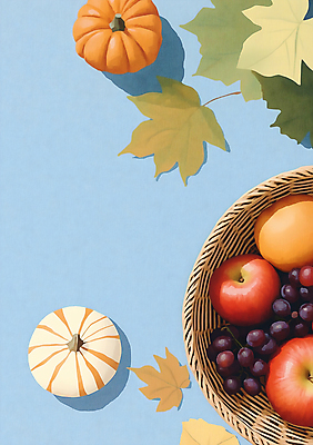 JPG 기독교 단풍 낙엽 일러스트 호박 포도 나뭇잎 사람없음 하이앵글 바구니 수확 가을 사과 추수감사절 국내일러스트 AI일러스트 AI콘텐츠 계절 종교 뷰포인트 잎 농업 채소 과일 파일형식