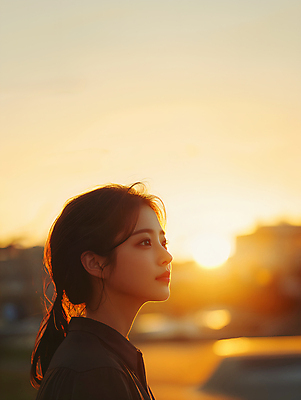 JPG 편집이미지 응시 여자 한명 상반신 성인 야외 옆모습 햇빛 일몰 가을 의료성형뷰티 성인여자한명만 편집실사 AI인물포토 AI콘텐츠 1 시선 계절 뷰포인트 사람 태양 노을 CG 여자한명만 성인여자만 파일형식 AI포토