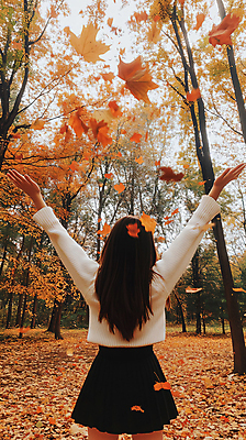 JPG 편집이미지 여자 단풍 단풍나무 한명 상반신 성인 뒷모습 손들기 가을 의료성형뷰티 성인여자한명만 편집실사 AI인물포토 AI콘텐츠 나무 1 계절 뷰포인트 잎 모션 사람 CG 여자한명만 성인여자만 파일형식 AI포토