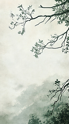 JPG 일러스트 미술 사람없음 나뭇가지 표현 먹 동양화 그림 산수화 국내일러스트 AI일러스트 AI콘텐츠 나무 서예 문화예술 파일형식