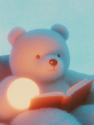 JPG 편집이미지 교육 곰 휴식 조명 들기 취미 사람없음 책 빛 독서 편집실사 AI컴퓨터그래픽 AI콘텐츠 동물 컨셉 포유류 모션 CG 파일형식