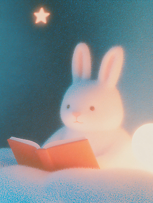 JPG 편집이미지 교육 별 휴식 조명 들기 취미 사람없음 책 빛 독서 토끼 편집실사 AI컴퓨터그래픽 AI콘텐츠 자연요소 컨셉 포유류 모션 반려동물 CG 파일형식