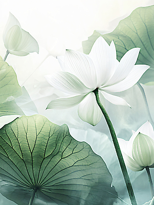 JPG 불교 일러스트 자연 연꽃 사람없음 초록색 동양화 연잎 국내일러스트 AI일러스트 AI콘텐츠 꽃 종교 컬러 잎 미술 생태계 파일형식