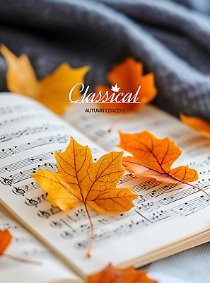 PSD 편집이미지 음악 단풍 낙엽 사람없음 가을 악보 음악회 이미지편집 계절 잎 문화예술 공연 파일형식