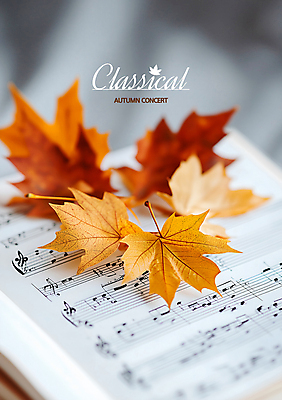 PSD 편집이미지 음악 단풍 낙엽 사람없음 가을 악보 음악회 이미지편집 계절 잎 문화예술 공연 파일형식