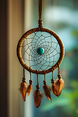 JPG 편집이미지 사람없음 장식 주황색 꿈 신비 깃털 악몽 토속신앙 드림캐쳐 편집실사 AI포토 AI콘텐츠 종교 컬러 컨셉 CG 파일형식