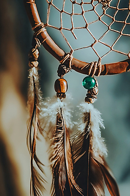 JPG 편집이미지 사람없음 장식 갈색 꿈 신비 깃털 악몽 토속신앙 드림캐쳐 편집실사 AI포토 AI콘텐츠 종교 컬러 컨셉 CG 파일형식