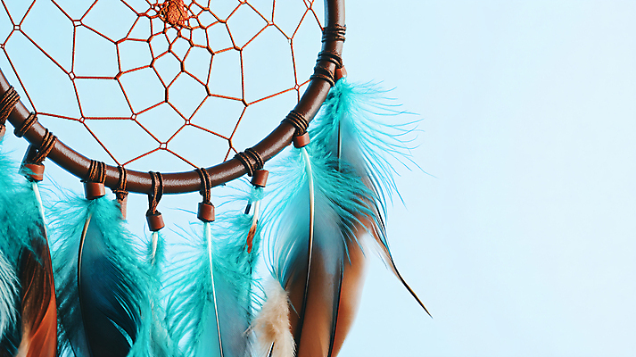 JPG 편집이미지 사람없음 장식 갈색 꿈 신비 깃털 청록색 악몽 토속신앙 드림캐쳐 편집실사 AI포토 AI콘텐츠 종교 컬러 컨셉 CG 파일형식