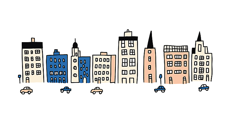 일러스트 자동차 사람없음 건물 도시 손그림 드로잉 국내일러스트 AI파일 건축물 육상교통 미술 파일형식 벡터