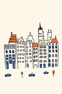 일러스트 자동차 사람없음 건물 도시 손그림 드로잉 국내일러스트 AI파일 건축물 육상교통 미술 파일형식 벡터