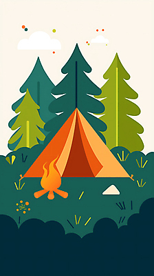 JPG 나무 일러스트 산 텐트 사람없음 캠핑 숲 장작 모닥불 국내일러스트 AI일러스트 AI콘텐츠 식물 불 레저 캠핑도구 파일형식