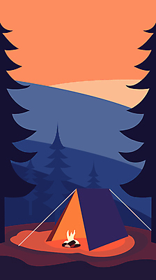 JPG 나무 일러스트 하늘 산 텐트 사람없음 노을 캠핑 숲 장작 모닥불 국내일러스트 AI일러스트 AI콘텐츠 자연요소 식물 불 레저 캠핑도구 파일형식