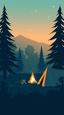 JPG 나무 일러스트 하늘 산 텐트 사람없음 노을 캠핑 숲 장작 모닥불 국내일러스트 AI일러스트 AI콘텐츠 자연요소 식물 불 레저 캠핑도구 파일형식
