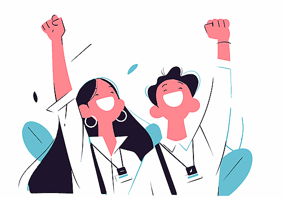 여자 남자 행복 일러스트 비즈니스 성공 협력 미소 웃음 상반신 성인 두명 손들기 기쁨 직장인 그룹 긍정적 인턴 성인만 국내일러스트 AI파일 직업 감정 컨셉 모션 표정 사람 파일형식 벡터