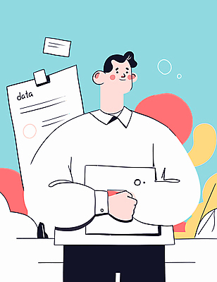 남자 일러스트 비즈니스 안기 한명 미소 상반신 성인 자료 분석 보고서 문서 파일 서류정리 성인남자한명만 국내일러스트 AI파일 1 컨셉 모션 표정 사람 정리 남자한명만 성인남자만 파일형식 벡터