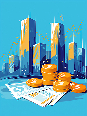 JPG 일러스트 성공 그래프 빌딩 사람없음 금융 파란색 동전 자료 성장 발전 문서 투자 상승 경제성장 동전탑 재정 국내일러스트 AI일러스트 AI콘텐츠 컬러 컨셉 돈 비즈니스 건물 경제 쌓기 파일형식