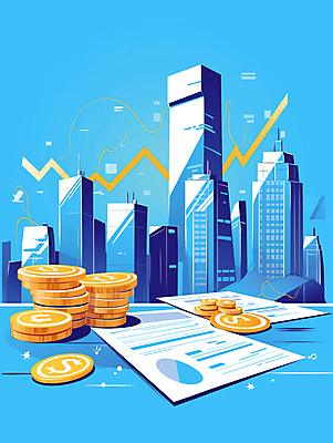 JPG 일러스트 성공 그래프 빌딩 사람없음 건물 금융 파란색 동전 자료 성장 발전 문서 투자 상승 경제성장 동전탑 재정 국내일러스트 AI일러스트 AI콘텐츠 건축물 컬러 컨셉 돈 비즈니스 경제 쌓기 파일형식