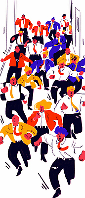 JPG 전신 여자 남자 일러스트 회사 직장 정장 여러명 성인 사무실 달리기 경쟁 군중 열정 성인만 오픈런 국내일러스트 AI일러스트 AI콘텐츠 옷 감정 다수 컨셉 비즈니스 모션 사람 쇼핑 파일형식