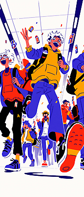 JPG 전신 여자 남자 운동화 일러스트 청소년 여러명 달리기 경쟁 군중 손인사 십대만 오픈런 국내일러스트 AI일러스트 AI콘텐츠 다수 신발 컨셉 모션 사람 쇼핑 인사 파일형식