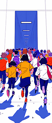 JPG 전신 학생 여자 남자 교복 어린이 일러스트 학교 청소년 그림자 소녀 소년 여러명 달리기 경쟁 목표 군중 매점 오픈런 국내일러스트 AI일러스트 AI콘텐츠 옷 교육 다수 컨셉 모션 사람 쇼핑 상점 파일형식