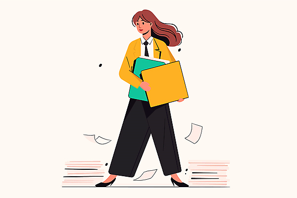 전신 여자 서류가방 일러스트 한명 들기 정장 성인 사무실 노란색 작업 사무원 비즈니스우먼 문서 파일 서류더미 서류정리 성인여자한명만 국내일러스트 AI파일 직업 1 옷 컬러 가방 비즈니스 모션 사람 직장인 정리 여자한명만 성인여자만 파일형식 벡터 더미